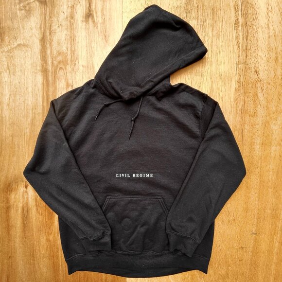 CIVIL REGIME ABSTRACT FLOWER PRINT BLACK PULLOVER HOODIE Men’s sz L - Picture 3 of 8